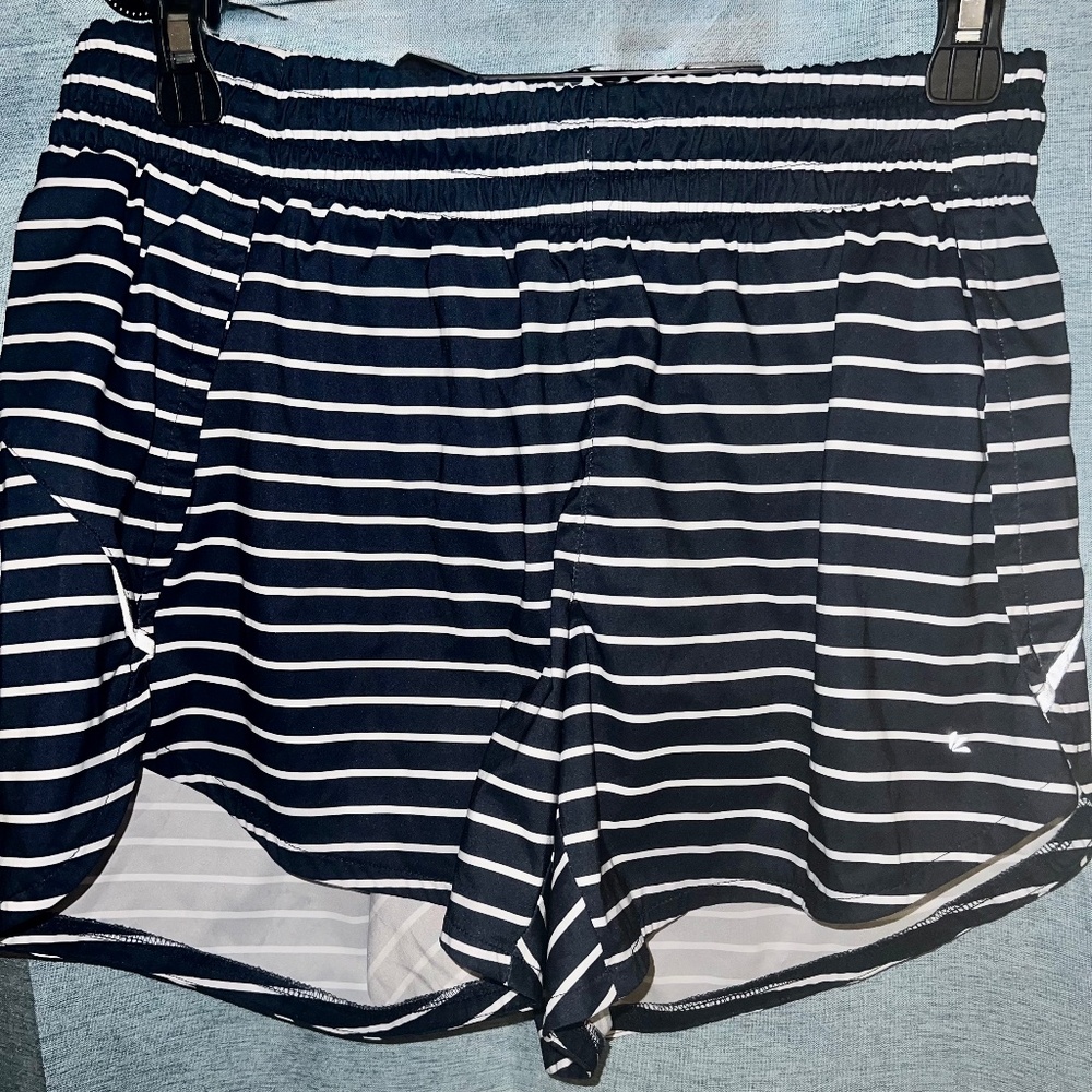 Navy Blue/White Striped Athleta Shorts ~ Small